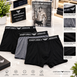 Premium Men's Branded Boxer Underwear – Pack of 3