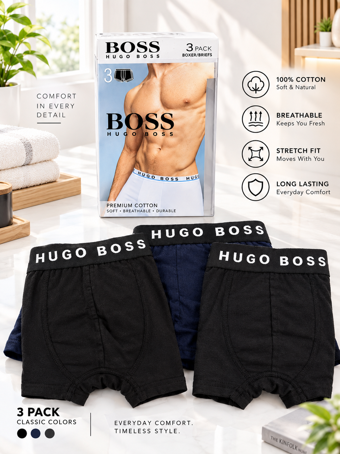 Men’s Premium 100% Pure Cotton Boxer Underwear - Image 2