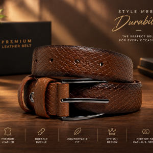 Crocodile Texture Leather Belt for Men – Premium Stylish Waist Belt