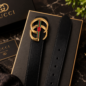 Premium Men’s Genuine Leather Belt with Luxury Double-G Buckle
